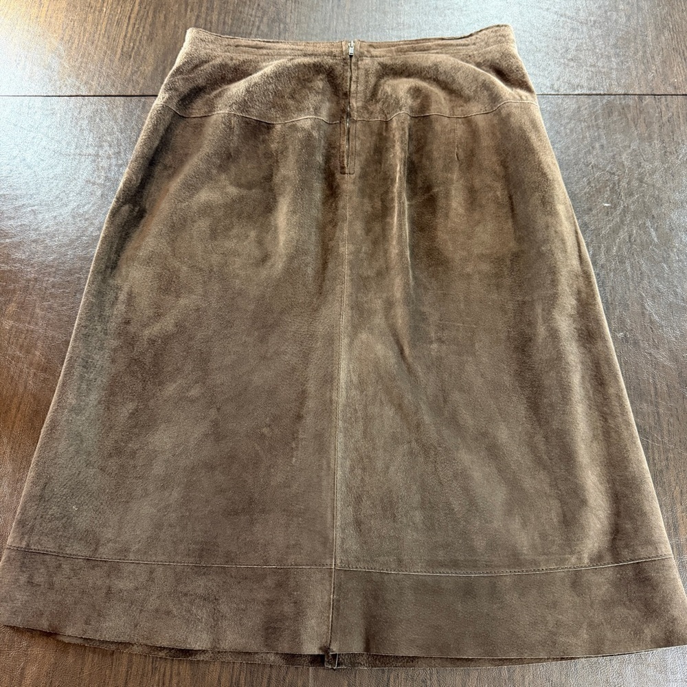 Massini Genuine Leather Women's Brown A-line Skirt Sz 10 - Picture 4 of 8
